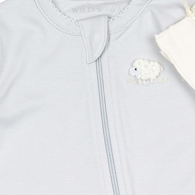 Zip Footless Sleeper, Lamb Blue - Rompers - 2