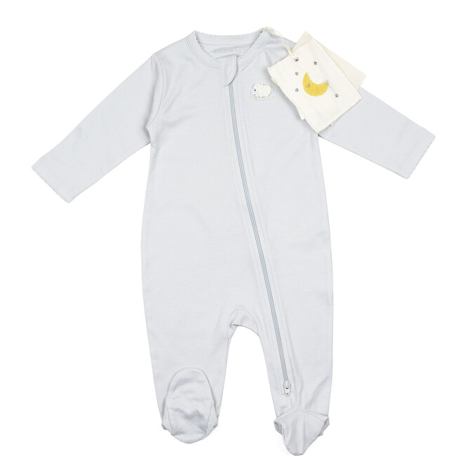 Zip Footed Sleeper, Lamb Blue