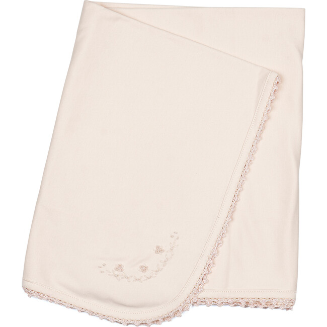 Receiving Blanket w/ Crochet Trim, Pink
