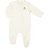 Zip Footed Sleeper, Bear w/ Flowers Pearl - Footie Pajamas - 1 - thumbnail