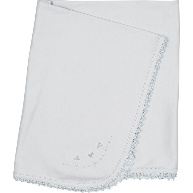 Receiving Blanket w/ Crochet Trim, Blue