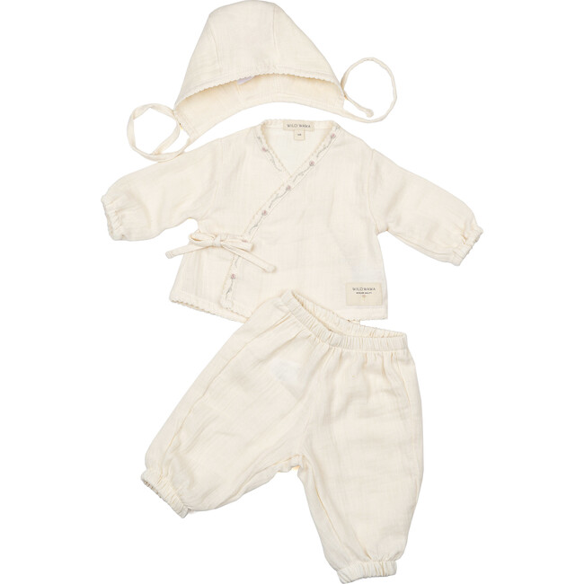 Gauze Three Piece Set, Pearl Flowers