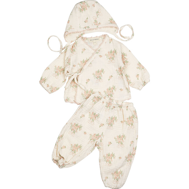 Gauze Three Piece Set, Parfait Pink
