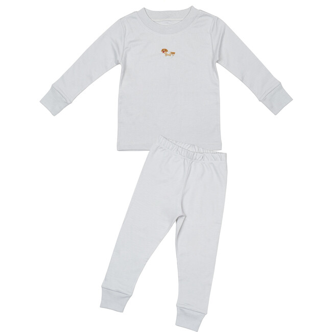 Embroidered Two Piece Set, Rocking Horse Blue