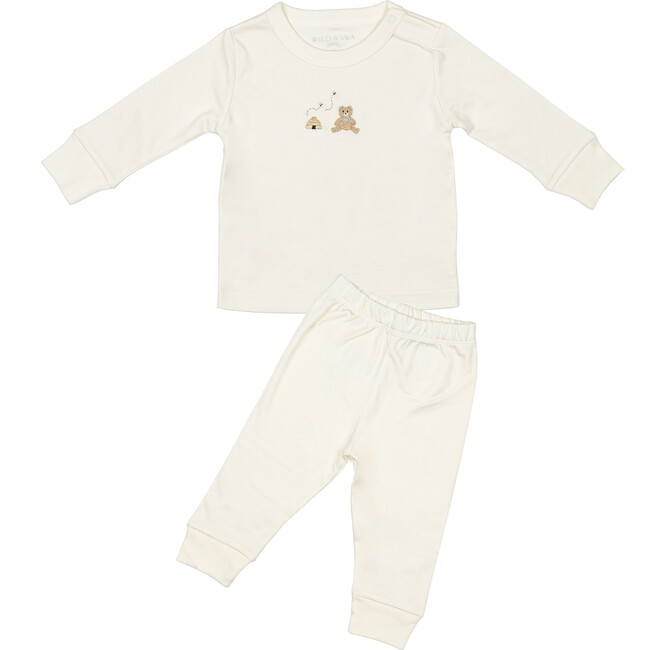 Embroidered Two Piece Set, Honey Bear Pearl