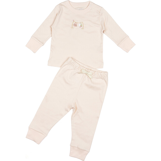Embroidered Two Piece Set, Clothesline Pink