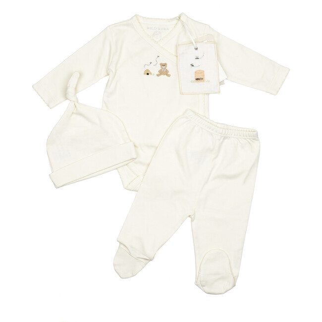 Embroidered Three Piece Set, Honey Bear Pearl