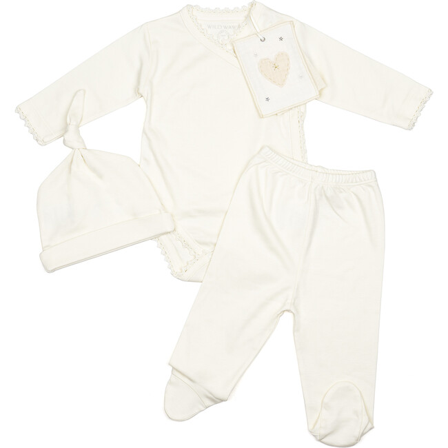 Crochet Trim Three Piece Set, Pearl