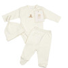 Embroidered Three Piece Set, Bear w/ Flowers Pearl - Mixed Apparel Set - 1 - thumbnail