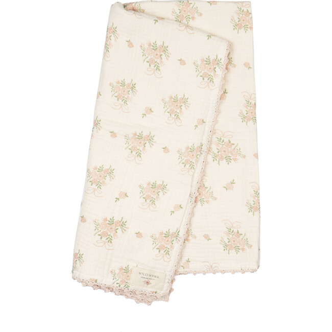 Crochet Trim Swaddle, Parfait Pink