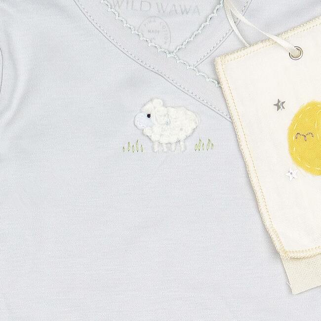 Embroidered Three Piece Set, Lamb Blue - Mixed Apparel Set - 2