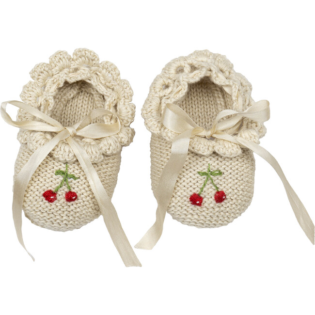 Cherry Ballerina Booties, Ecru