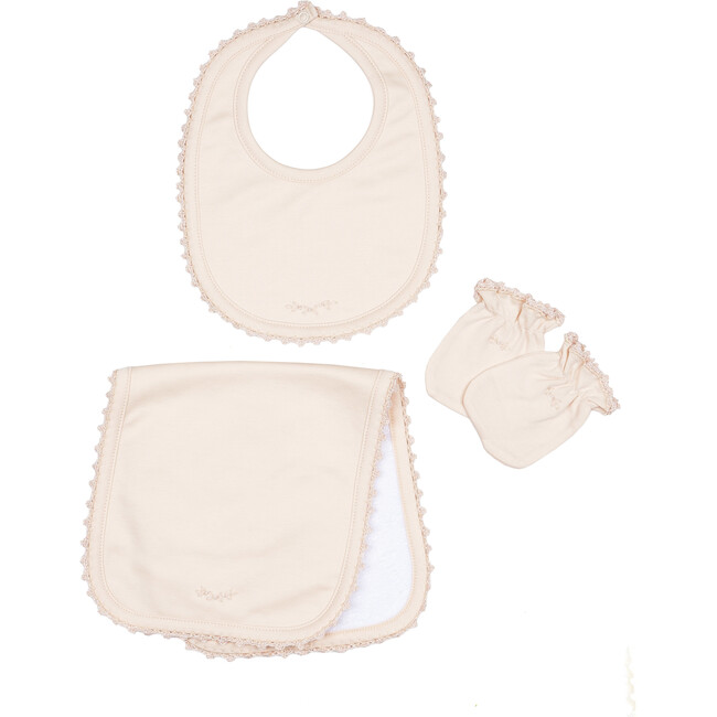 Bib/Mittens/Burp Cloth Set, Pink