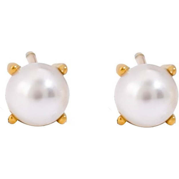 Salted Pearl Studs, Gold