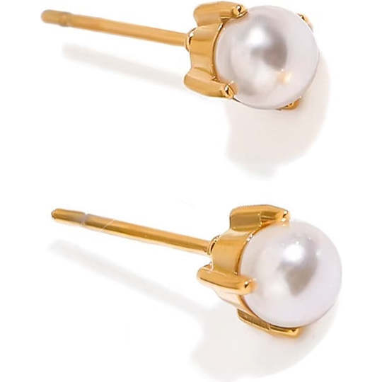 Salted Pearl Studs, Gold - Earrings - 2