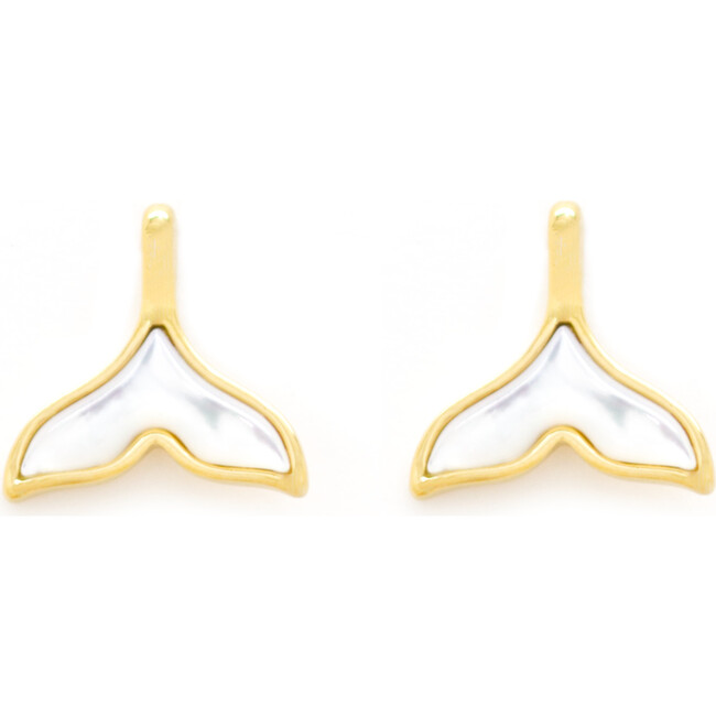 Whale Tail Earrings, Mother of Pearl