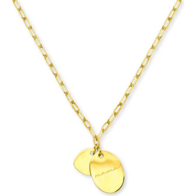 Mama Necklace, Gold Engraved