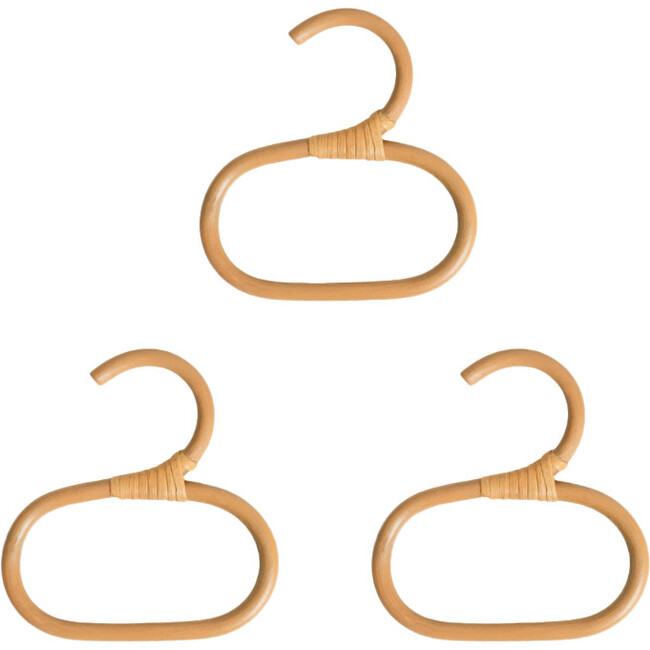 Mini Doll Handcrafted Rattan Hangers - Set Of 3, Natural - Doll Accessories - 1