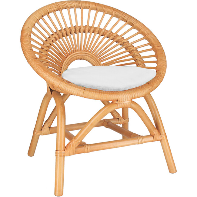 Maya Kids Handcrafted Rattan Chair With Cushion, Honey Brown - Kids Seating - 1