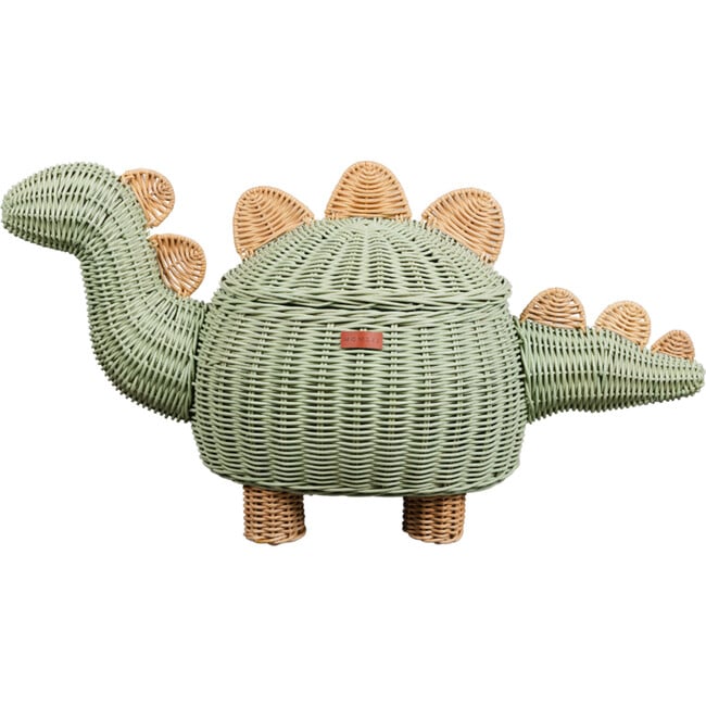 Dinosaur Handcrafted Rattan Storage Basket, Green, Large - Storage Baskets - 1