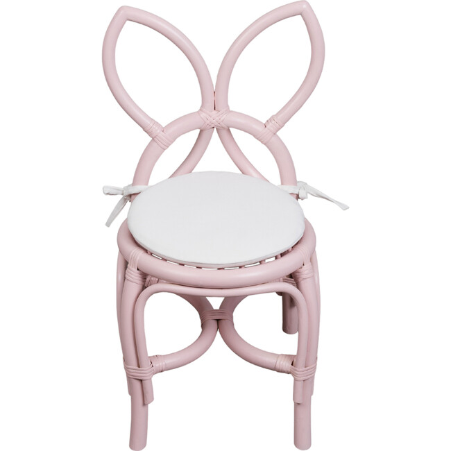 Butterfly Kids Handcrafted Rattan Chair With Cushion, Soft Pink - Kids Seating - 1