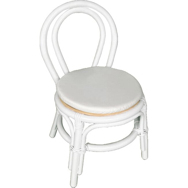 Aulia Kids Handcrafted Rattan Chair With Cushion, White - Kids Seating - 1