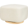 Kiwi Gliding Ottoman in Cream Shearling with Light Wood Base - Ottomans - 1 - thumbnail