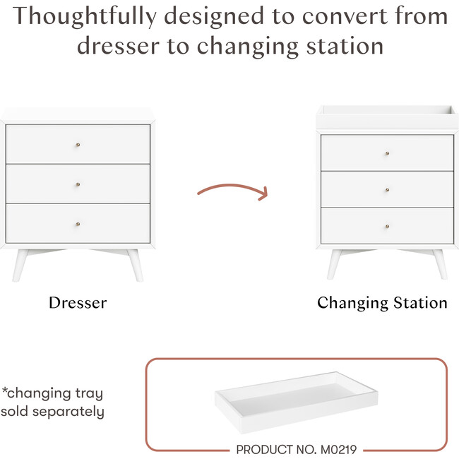 Palma 3-Drawer Assembled Dresser in White - Bookcases - 3