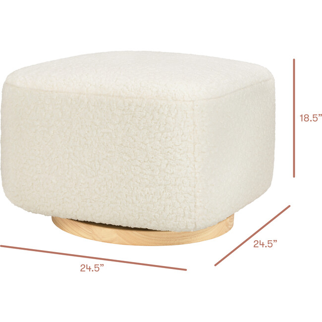 Kiwi Gliding Ottoman in Cream Shearling with Light Wood Base - Ottomans - 3