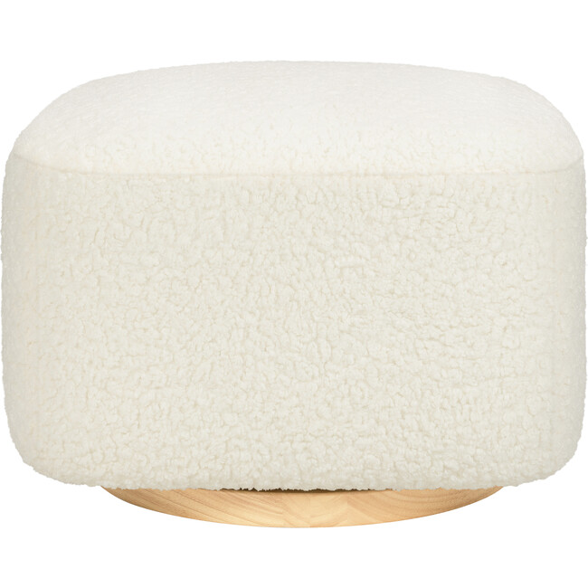 Kiwi Gliding Ottoman in Cream Shearling with Light Wood Base - Ottomans - 4