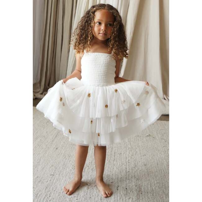 Cilia Cotton Embellished Star Tutu Dress, Cream
