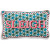 Sleigh Needlepoint Pillow, Blue, Pink - Decorative Pillows - 1 - thumbnail