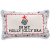 Holly Jolly Era Needlepoint Pillow, White, Blue - Decorative Pillows - 1 - thumbnail