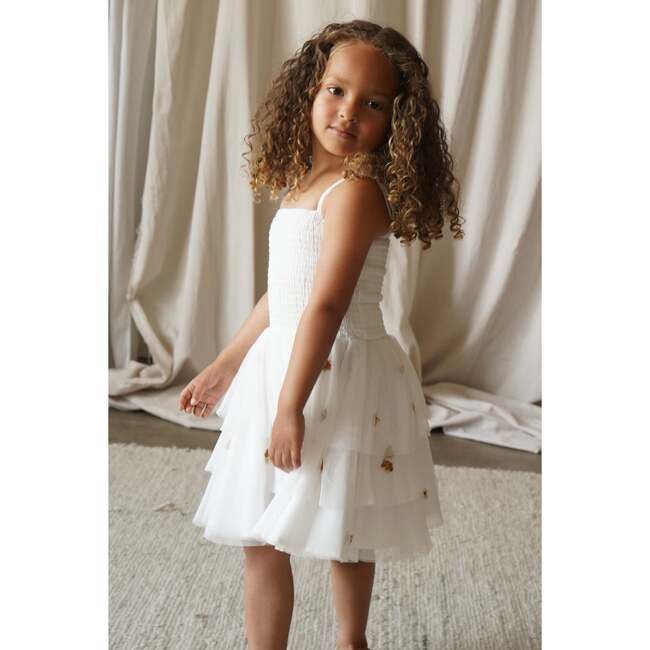 Cilia Cotton Embellished Star Tutu Dress, Cream - Dresses - 3