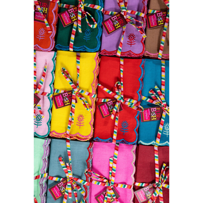 Icon Linen Cocktail Napkins Set of 6 - Rainbow, Red, Blue, Yellow, Pink, Green, Magenta - Tableware - 3