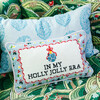 Holly Jolly Era Needlepoint Pillow, White, Blue - Decorative Pillows - 2