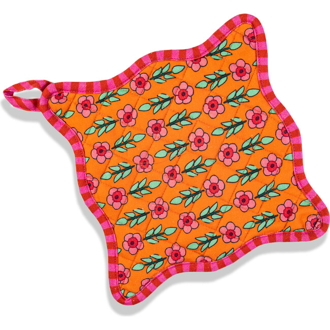 Red Pot Holder & Oven Mitt, Red & Orange - Kitchen - 4