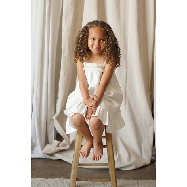 Civeta Ruffle Tulle Embellished Satin Dress, Cream - Dresses - 5