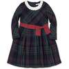 Baby Organic Pleated Collar Dress with Sash, Scottish Plaid - Dresses - 1 - thumbnail