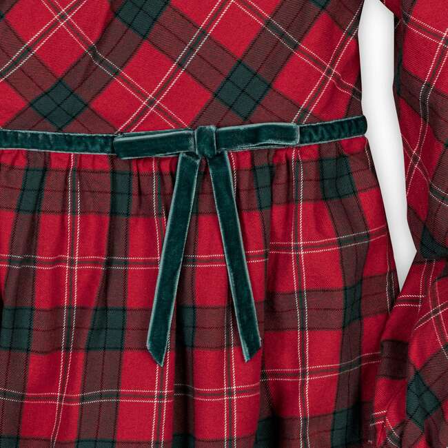 Organic Peter Pan Collar Dress with Ruffle Cuffs, London Plaid - Dresses - 3