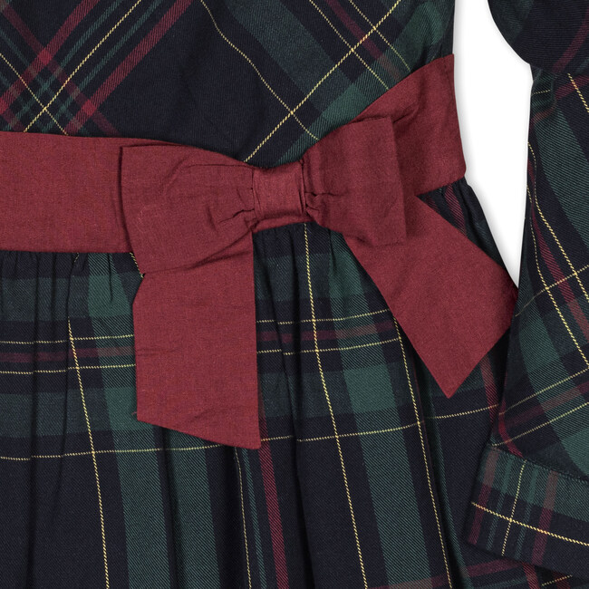 Baby Organic Pleated Collar Dress with Sash, Scottish Plaid - Dresses - 3