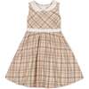 Organic Sleeveless Party Dress with Peter Pan Collar, Fireside Plaid - Dresses - 1 - thumbnail