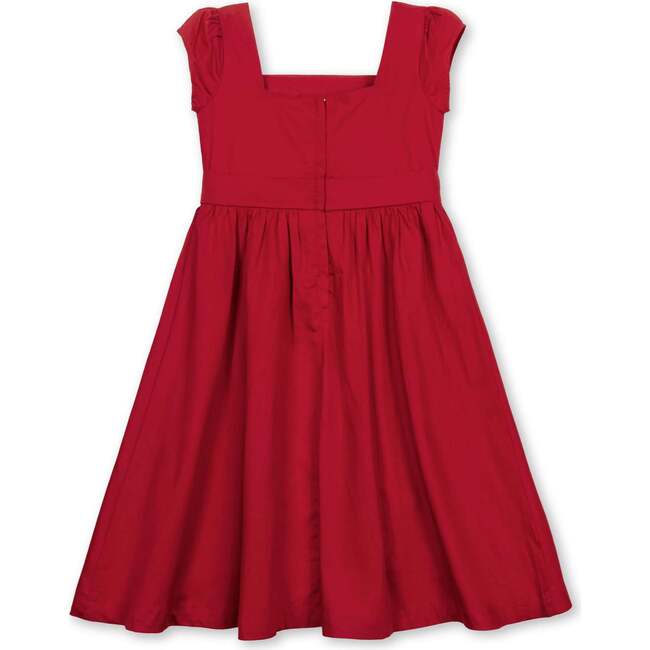 Organic Cap Sleeve High Low Sateen Party Dress, Red Sateen - Dresses - 4