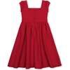Organic Cap Sleeve High Low Sateen Party Dress, Red Sateen - Dresses - 4