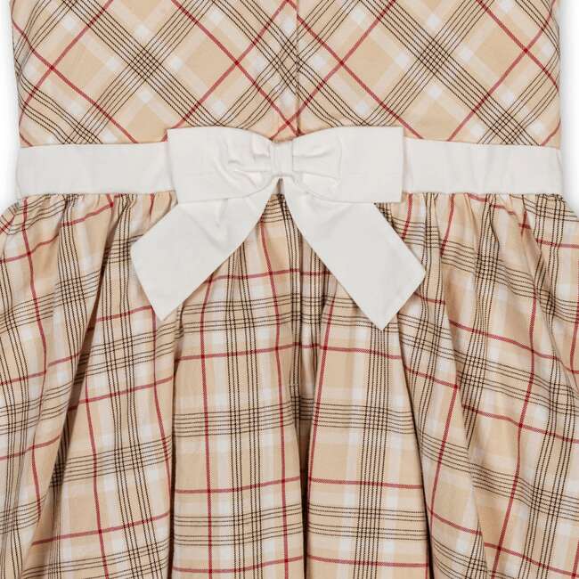 Organic Sleeveless Party Dress with Peter Pan Collar, Fireside Plaid - Dresses - 2