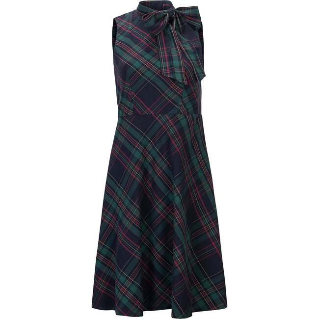 Organic Sleeveless Bow Neck Dress, Scottish Plaid - Dresses - 5