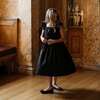 Organic Pleated Bodice Sateen Party Dress, Black Sateen - Dresses - 2