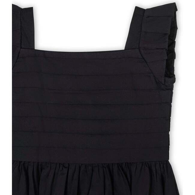 Organic Pleated Bodice Sateen Party Dress, Black Sateen - Dresses - 3