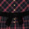 Organic Stretch Poplin Peter Pan Collar Dress with Velveteen, Black Ballet Plaid - Dresses - 3