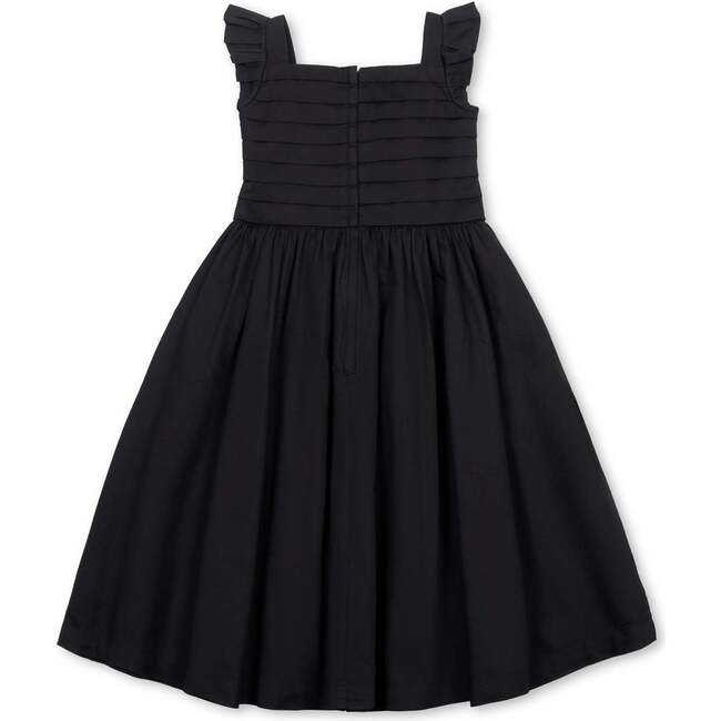 Organic Pleated Bodice Sateen Party Dress, Black Sateen - Dresses - 4